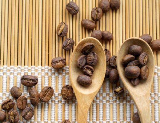 Coffee beans and wooden spoons