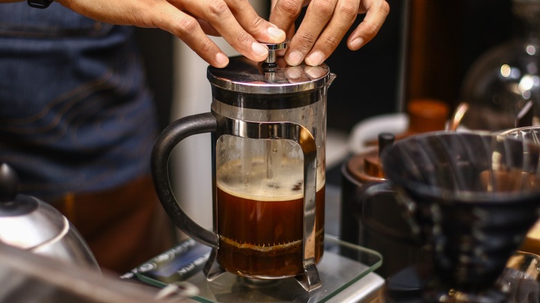 Person using French press