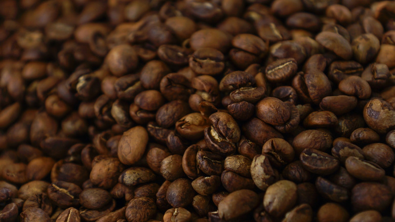 Coffee beans piled high