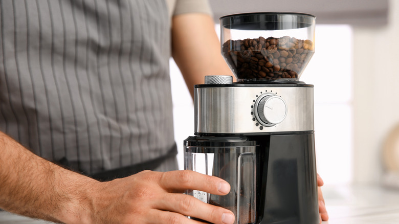 Coffee grinder on countertop