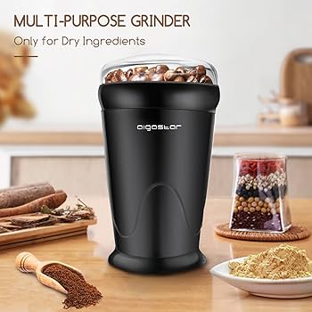 Aigostar Molinillo de Café Eléctrico, Molino Cafe Cereales con Cuchillas  Acero Inoxidable, Capacidad 60gr con Cepillo para Limpieza, Tapa  Transparente, Libre de BPA, Negro : Amazon.es: Hogar y cocina